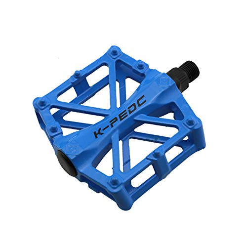 VOANZO Pedali Bici, Pedali Bici Bici Pedali Alluminio Resistenti Antiscivolo per Mountain Bike, Pedali Bici MTB BMX (Blu)