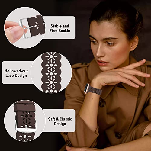 Image of Lace Silicone Bands Compatible with Apple Watch Bands for Women