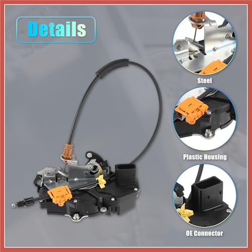 Image of ACROPIX Front Left Driver Side Power Door Lock Actuator Motor with Cable for Chevrolet Silverado 1500 2500 3500 2010-2013 for GMC Sierra Door Latch Actuator No.22862026 Black Car Parts