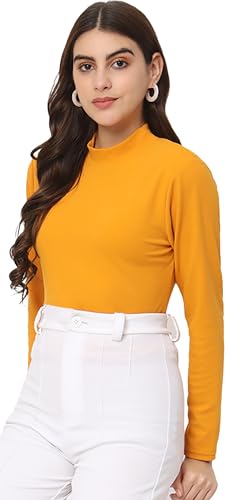 Image of Istyle Can Solid HIgh Neck Full Sleeve Stretchable Slim Fit Top for Women | Tops for Women | high Neck top for Women | Winter Tops for Women