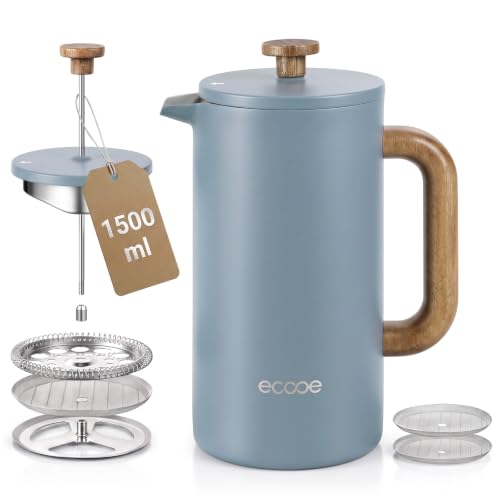 ecooe French Press Kaffeepresse 1,5 L Edelstahl Ddoppelwandig – Ansicht 1
