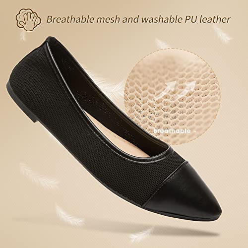 POVOGER Women's Pointed Toe Flats Womens Dressy Ballet Flats Foldable Low Heel Dress Shoes Comfortable3