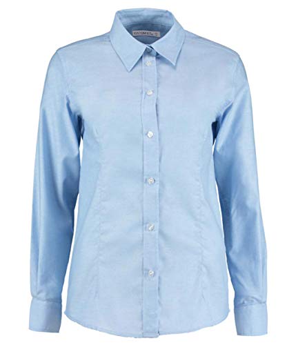 Kustom Kit Womens Long Sleeve Tailored Workwear Oxford Shirt Light Blue 22