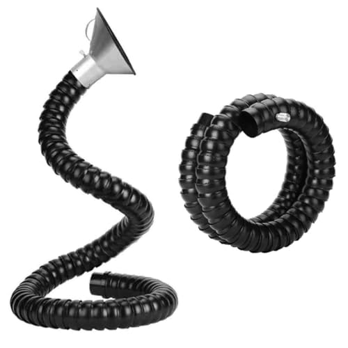 Industrial Hard Articulated Hose, Plastic Flexible Air Extractor Duct Collector Arm With Hood For Laboratory And Shop-vac, Black Dia 4 6 8 Inch(L 1.5m/4.9 Ft,Id 100MM/3 8/9 in)