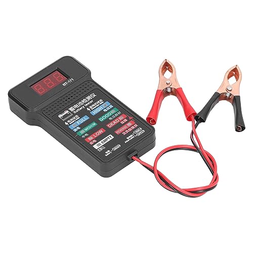 Car Battery Tester, LED Backlight with Reverse Connection Alarm for 12V Auto Battery Analyzer. Real time Voltage Display with LED Status Lights, ABS Material