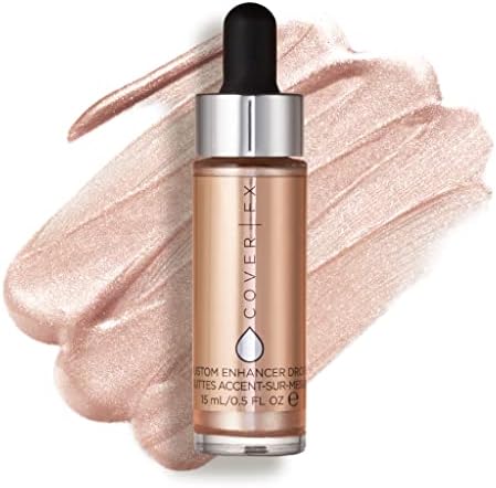 COVER FX Custom Enhancer Drops Liquid Highlighter, Versatile Illuminator, Blend with Foundation and Makeup, Moonlight, 0.5 Fl Oz