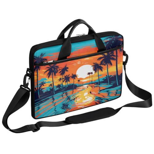 Sacoche PC 15 pouces vintage anti-choc motif coucher de soleil