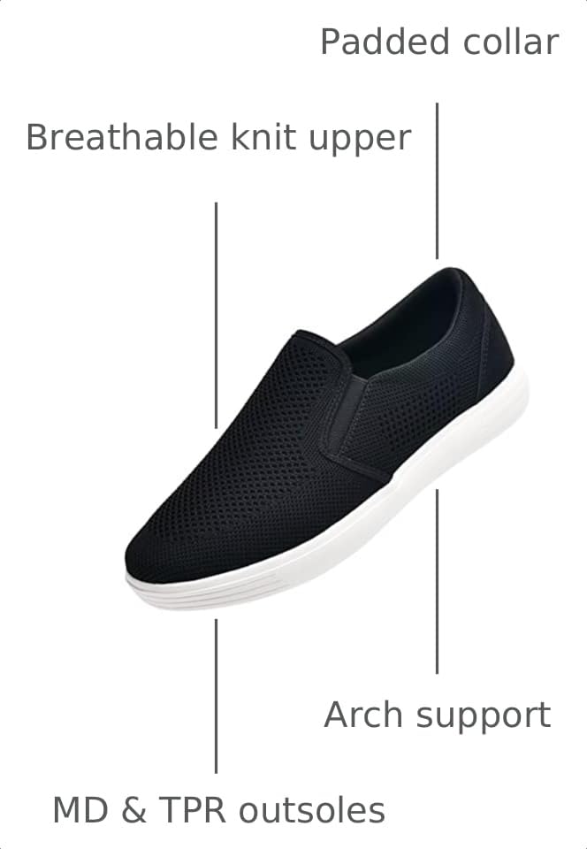 Image of konhill Mens Slip On Loafers Sneakers - Casual Knit Walking Shoes for Men, Lightweight Breathable Memory Foam Boat Shoes, Comfortable Slip-On Driving Loafers for Work Travel Beach