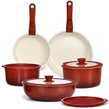 11 Pcs Cookware Set Includes: 8" Frying Pan + 10" Frying Pan,10"Saute Pan，2QTSaucepan+3QT Saucepan ,Detachable handle * 2,7/8 " FridgeStorage Lid * 2, 8/10"Silicone Lid*2，This GiPP pots and pans set has everything you need for everyday cooking ﻿ 100%...