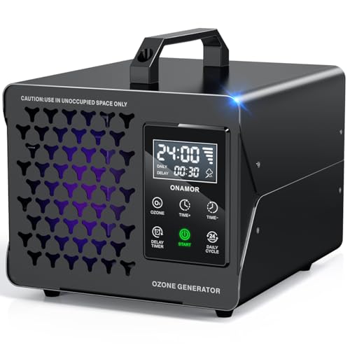 ONAMOR Digital Ozone Generator Odor Eliminator 200,000mg, Adjustable O3 & Schedule Timing, Ozone Machine Odor Removal for Home/Car/Smoke/Pet Room, Black