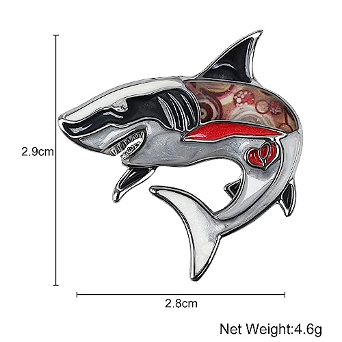 Image of Enamel Shark Brooch Pins Summer Jewelry Zinc Alloy Whale Dolphin Ocean Animals Brooches for Women Girls Gifts Scarf Pin Charms
