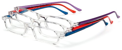 OPTX 20/20 Fashion 3 Pack Reading Glasses, Solid, One Size + 1.75