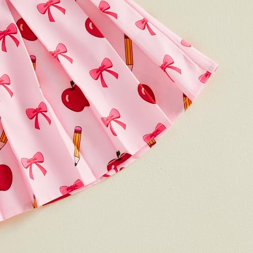 Image of BeQeuewll Back to School Toddler Girl Outfit 2Pcs Knit Top Pleated Skirt Set Girls