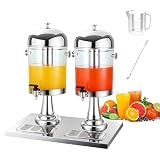 OCKYOOZ Beverage Dispenser with Stand, 4.4 Gallon/16L Stainless Steel Leakproof Lemonade Jar Jug, Spigot, Tap, Drink Dispensers with Centre Ice Core and Drip Trays for Home Parties Restaurant