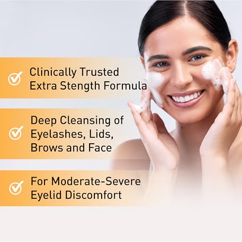 OCuSOFT Oust Demodex Foam Cleanser - Extra Strength - Foaming Cleanser for Eyelids & Eyelashes with Tea Tree Oil - Eyelid Cleanser to Remove Oil, Debris & Pollen - 1.68 fl oz