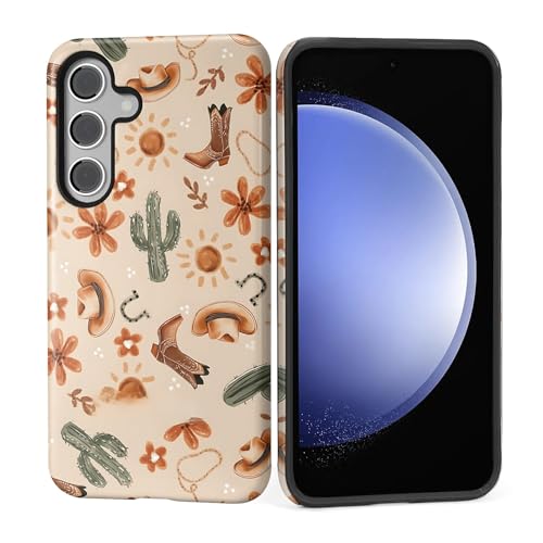 Coque Samsung S25 silicone et polycarbonate rigide - Protection antichoc motif Desert Cowboy