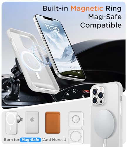 Image of Magnetic Compatible with iPhone 13 Pro Case, [Built-in Invisible Kickstand][Compatible with MagSafe] [Military Grade Shockproof] Slim Translucent Matte Phone Case for iPhone 13 Pro 6.1 inch