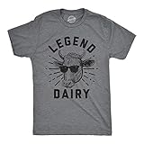 Mens Legend Dairy T Shirt Funny Cow Sunglasses Graphic Novelty Tee Funny T Shirts Food Apparel for Men Cool Animal Short Sleeve Novelty Tees for Guys Dark Grey XXL
