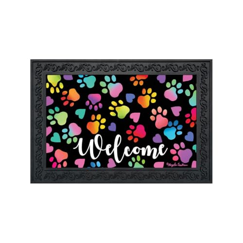 Briarwood Lane Doormat 30x18 Indoor Outdoor Rainbow Pawprints Everyday Doormat