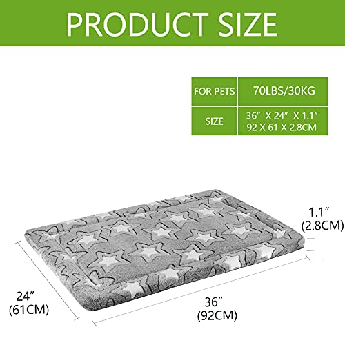 Empsign Dog Bed Mat, Pet Crate Pad Reversible (Cool & Warm), Machine Washable Dog Crate Bed, Pet Sleeping Mat Kennel Bed Pad For Crate For Small To Xxx-Large Dogs, Grey, Star Pattern #TOP1