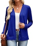 Open Front Cardigan for Women Long Sleeve Classic Draped Cardigans Casual Fall Sweaters (S, Blue)