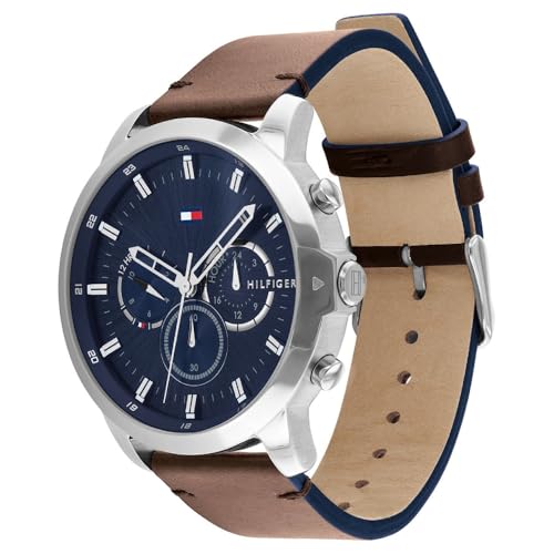 Image of Tommy Hilfiger Quartz Analog Blue Dial Leather Strap Watch for Men