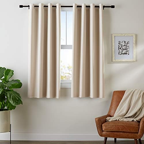 Amazon Basics Room-Darkening Blackout Curtain Set with Grommets, Pack of 2, Light Grey, 117 cm x 183 cm