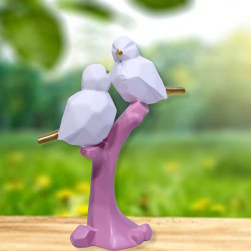 Image of AUGEN Polyresin Birds Pink Idol Statue Showpiece for Home Decor Decoration and Gifting (1 Piece, 9816E)