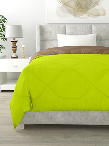 Image of Clasiko Reversible Single Bed Comforter; 60x90 Inches; 200GSM; Taupe & Green