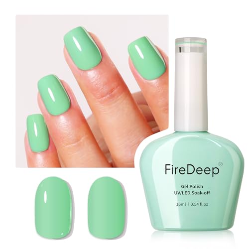 Firedeep Sage Green Gel Nail Polish, 16ML Large Bottle Mint Green Color UV/LED Soak Off Gel Polish for Autumn and Winter 1Pcs