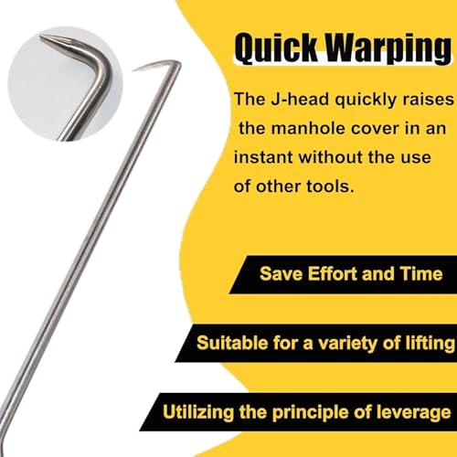 Outil de levage de couvercle de regard robuste de 100 cm avec sa tête pointue