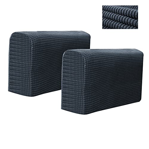 Kaket 2 PCS Sofa Armrest Covers, Chair Arm Protectors Stretch, Sofa Armchair Couch for Sofa, Armchair, Couches, Recliner (Dark Grey)