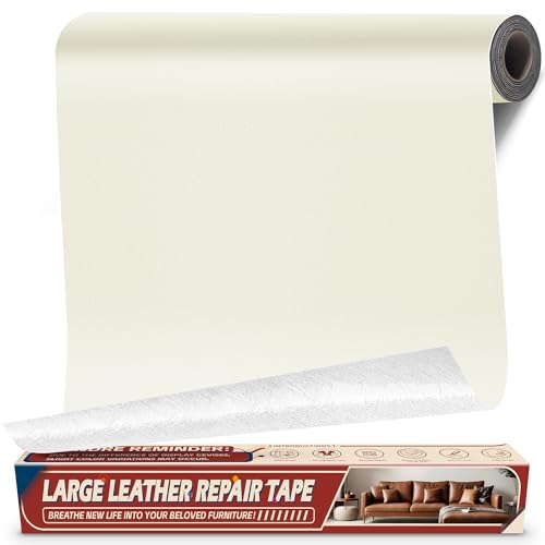 Toppa Pelle Adesiva per Riparazioni Beige bianco, 43x200cm Kit Riparazione Sella Scooter, Ecopelle Adesiva per Divano Autoadesivo, Finta Pelle Adesiva per Sedili Auto, Sedia, Barca, Mobil