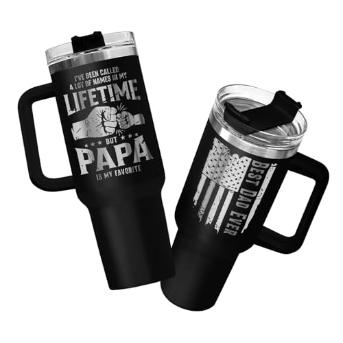34HD Best Dad Ever American 40 oz Tumbler with Handle, Funny Dad Gift