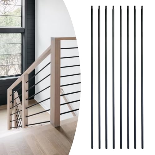 BLCGZHL 20 Pack Balusters For Staircase Interior 44\" - 1/2\" Iron Square Metal Balusters Hollow Straight Stair Spindles Satin Black Staircase Baluster ASN101-3