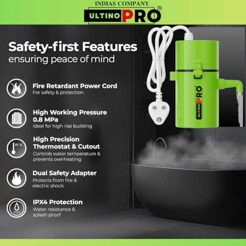 Image of 𝐈𝐍𝐃𝐈𝐀𝐒 𝐎𝐑𝐈𝐆𝐈𝐍𝐀𝐋 𝐖𝐢𝐭𝐡 𝐀𝐮𝐭𝐨 𝐂𝐮𝐭-𝐎𝐟𝐟, Portable Geyser /Instant Geyser, 1.5 liter [𝟐𝟎 𝐘𝐄𝐀𝐑 𝐒𝐄𝐑𝐕𝐈𝐂𝐄 𝐖𝐀𝐑𝐑𝐀𝐍𝐓𝐘] (GREEN)