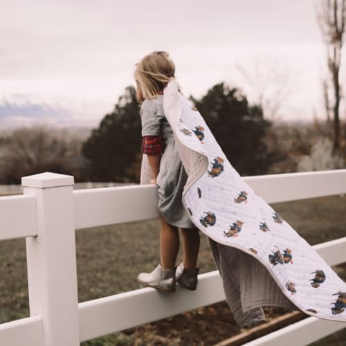 Image of Little Unicorn Muslin Quilt Blanket | 100% Cotton Soft Multi-Layered Muslin Fabric | Toddler & Baby Blanket | 47 inchx47 inch | for Nursery, Crib, Shower Gifts (Bison)