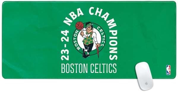 Skinit Extra Large Gaming Mouse Pad - Officially Licensed 2024 NBA Champions Boston Celtics Design with Stitched Edges, Waterproof, Non-Slip Rubber Base, Desk Mat for Keyboard & Mouse