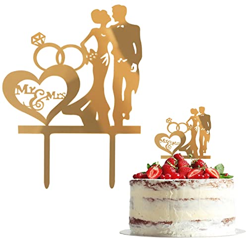 Acryl Hochzeit Torte Topper, Kuchen Topper Hochzeit Dekoration Braut und Bräutigam Figuren, Hochzeitstorte Account für Verlobung Geburtstag Cupcake Jubiläum Kuchen Topper Cover