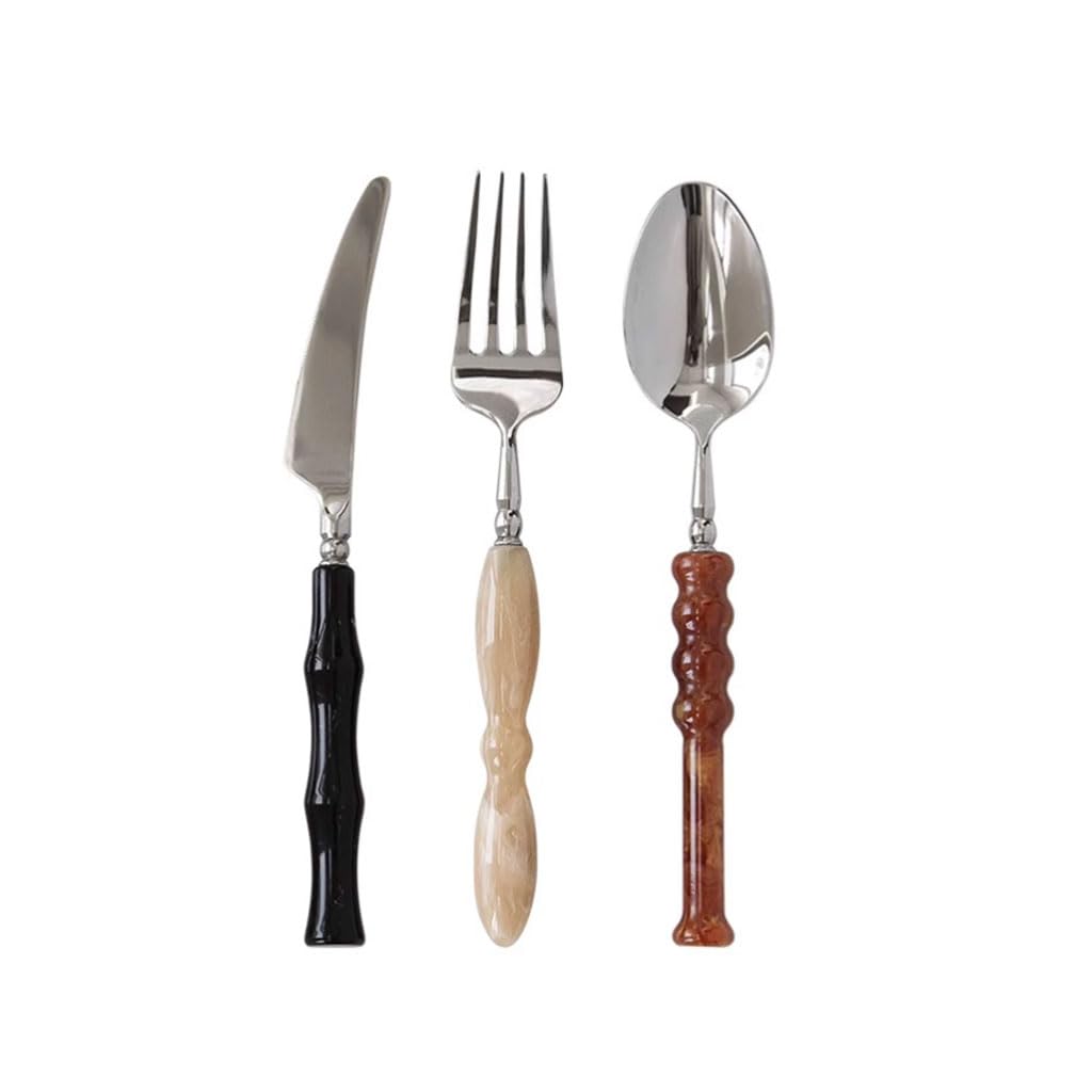 Beau Ensemble de Couverts créatifs, Ensemble de Vaisselle en Acier Inoxydable pour la Maison, Couteau, Fourchette, cuillère, ustensiles de Cuisine, argenterie polie Miroir Pratique