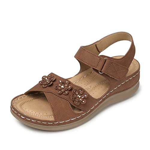 Image of SHIBEVER Wedge Sandals for Women Dressy: Women Comfortable Summer Platform Casual Dress Sandal