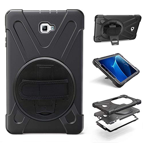 Galaxy Tab A 10.1 P580 2016 Case, Kiq Shockproof Heavy Duty Military Full-Body Protection Kickstand Screen Protector For Samsung Galaxy A 10.1 With S-Pen 2016 Sm-P580 & Sm-P585 (Shield Black) #TOP1
