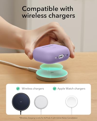 Image of ESR for AirPods 4 Case, Compatible with AirPods 4th Generation Case (2024) (USB-C), Magnetic Lid Lock, Full Drop Protection Cover, Cloud Soft Case, Purple