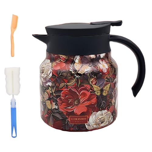 Tetera vintage con estampado floral, de acero inoxidable de 35 oz, con estampado floral, for empotrar.(#5,800ml)