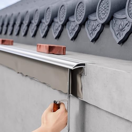 Jievmrs Soglia di Dislivello Pavimento Gocciolatoio in Alluminio per Bordo Grondaia, Grondaie in Metallo, Profilo di Finitura per Davanzali, Dispositivo di Gocciolamento per Pareti Esterne(1m/3.3ft)
