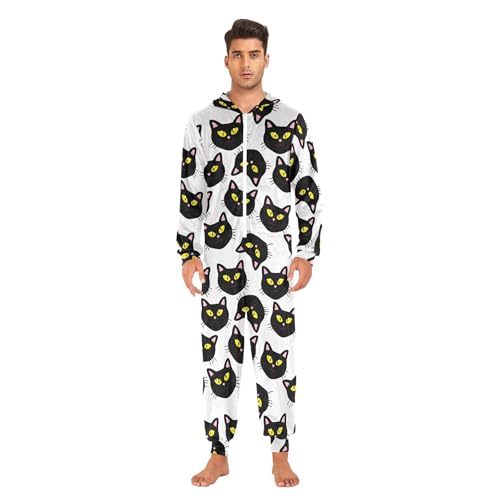 Burbuja Big Black Cat Faces Adult Onesie Pajamas Fleece Onesie Sleepwear Homewear for Women Men2