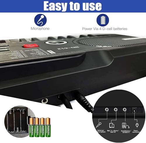 Image of 61 Key Keyboard Piano, Portable Electronic Keyboard Piano for Beginners with Speakers, Microphone, Sheet Music Stand, 100 Voices, 100 Rhythms, Digital Music Keyboard Built-In Speakers