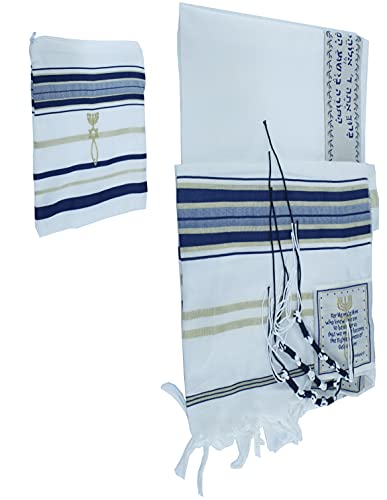 Holy Land Market New Covenant Prayer Shawl, English/Hebrew With Bag, Card and Brochure From Israel (72 x 24 Inch)2