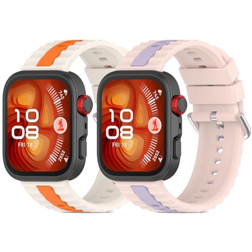 Xisair 2 Piezas Correas de Silicona Compatibles con Huawei Watch Fit 4 Pro/Fit 4/Fit 3, Pulsera Deportiva Impermeable Transpirable, Correa Suave Cómoda Reemplazable para Hombres y Mujeres