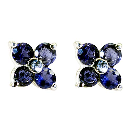 Boucle d'oreille iolite ronde en argent bleu pour sublimer vos tenues de bureau